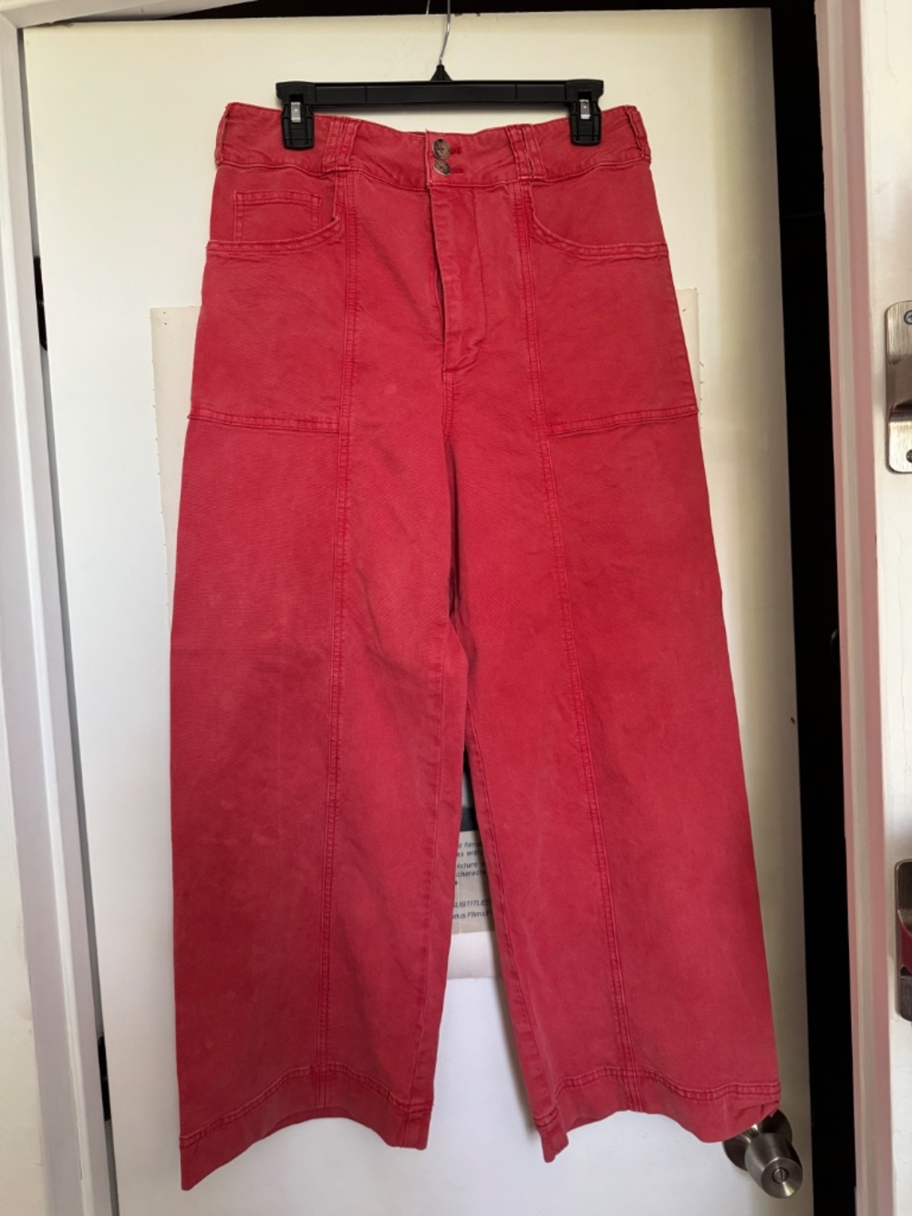 Pilcro Red Wide Leg Utility Pants